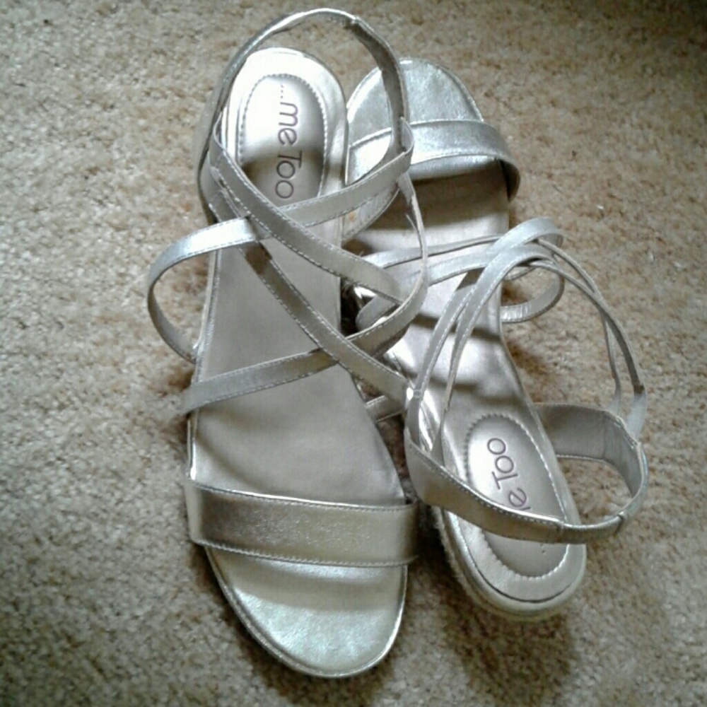 Brushed Gold Bronze Metallic Strappy Wedges